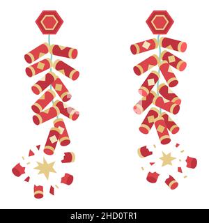 Chinesische Feuer Cracker flache Illustration für dekorative und Hintergrund feiern chinesischen Neujahr Stock Vektor