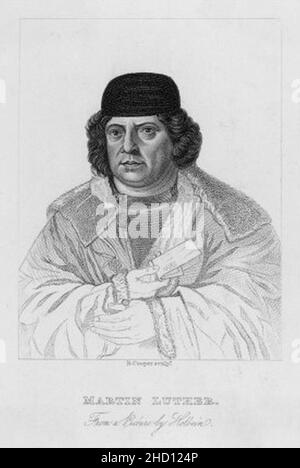 Robert Cooper - Martin Luther von Hans Holbein, Stich 1 (Mornauer Portrait). Stockfoto