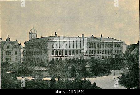 Robert-Mayer-Gymnasium Heilbronn (Oberrealschule und Realgymnasium Heilbronn ), erbaut 1887 bis 1889, Stadtbaumeister Gustav Wenzel (1839–1923), um 1910, Herausgeber - Rudolf Diez. Stockfoto