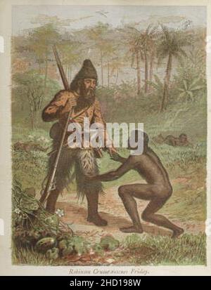 Robinson crusoe rettet freitag-1868. Stockfoto