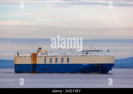 RoRo Morning Capo geht in die Portbury Docks Stockfoto