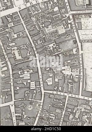 Rocque Karte von London 1746 037. Stockfoto