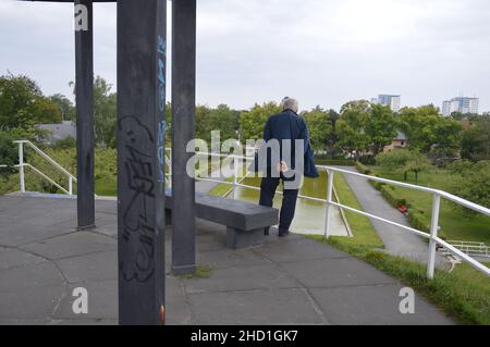 Die Otto-Lilienthal-Gedenkstätte in Lichterfelde, Berlin, Deutschland - 17. August 2021. Stockfoto