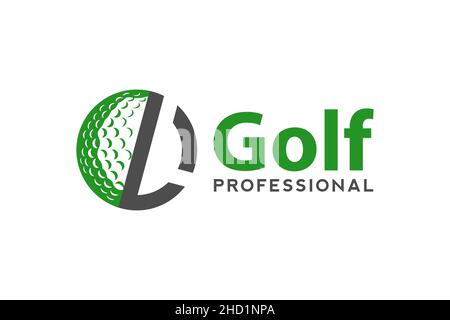 Buchstabe L für Golf-Logo-Design-Vektor-Vorlage, Vektor-Etikett des Golfs, Logo der Golfmeisterschaft, Illustration, Kreative Ikone, Design Stock Vektor