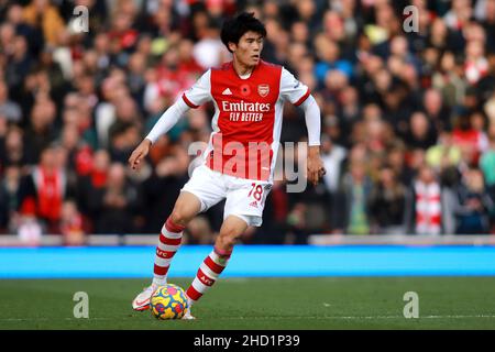 Takehiro Tomiyasu von Arsenal - Arsenal V Watford, Premier League, Emirates Stadium, London, Großbritannien - 7th. November 2021 nur zur redaktionellen Verwendung - es gelten die DataCo-Einschränkungen Stockfoto