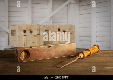 Nivellieren der Fälle Stockfoto