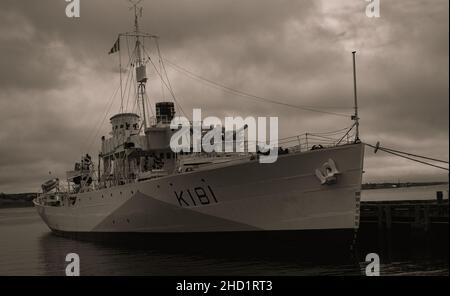 HMCS Sackville ist die letzte überlebende Korvette der Flower-Klasse aus dem Zweiten Weltkrieg, überlebte 30 Trans-Atlantic-Konvois eskortiert Stockfoto