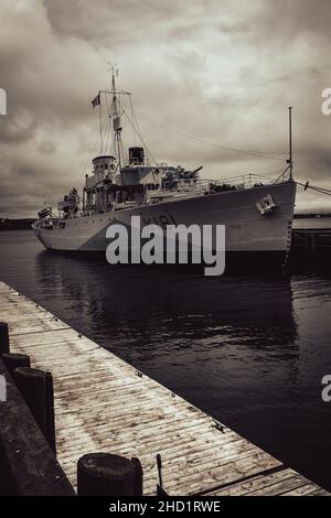 HMCS Sackville ist die letzte überlebende Korvette der Flower-Klasse aus dem Zweiten Weltkrieg, überlebte 30 Trans-Atlantic-Konvois eskortiert Stockfoto