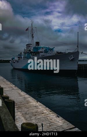 HMCS Sackville ist die letzte überlebende Korvette der Flower-Klasse aus dem Zweiten Weltkrieg, überlebte 30 Trans-Atlantic-Konvois eskortiert Stockfoto