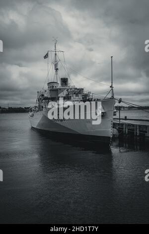 HMCS Sackville ist die letzte überlebende Korvette der Flower-Klasse aus dem Zweiten Weltkrieg, überlebte 30 Trans-Atlantic-Konvois eskortiert Stockfoto