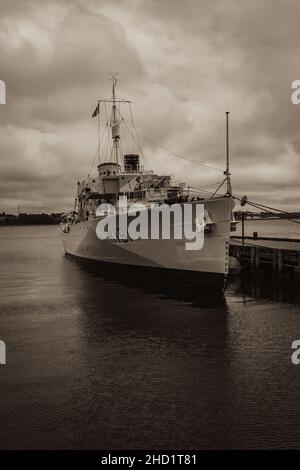 HMCS Sackville ist die letzte überlebende Korvette der Flower-Klasse aus dem Zweiten Weltkrieg, überlebte 30 Trans-Atlantic-Konvois eskortiert Stockfoto