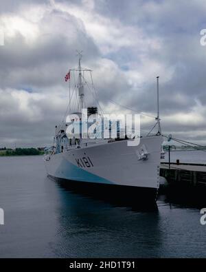 HMCS Sackville ist die letzte überlebende Korvette der Flower-Klasse aus dem Zweiten Weltkrieg, überlebte 30 Trans-Atlantic-Konvois eskortiert Stockfoto