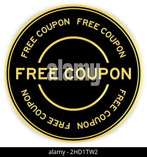 Schwarzer und goldfarbener runder Aufkleber mit wortfreiem Coupon auf weißem Hintergrund Stock Vektor