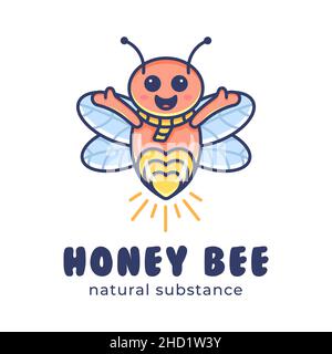 NIEDLICHES HONIGBIENE MASKOTTCHEN LOGO Stock Vektor