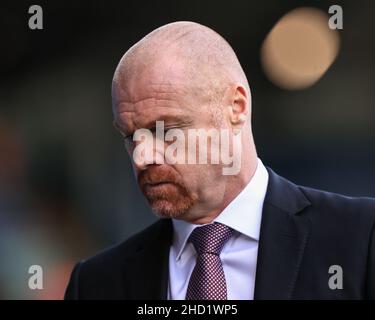 Sean Dyche Manager von Burnley kommt am 1/2/2022 in der Elland Road in Leeds, Großbritannien, an. (Foto von Mark Cosgrove/News Images/Sipa USA) Stockfoto