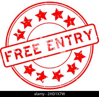 Grunge rot freier Eintrag Wort mit Stern-Symbol rund Gummi-Siegel-Stempel auf weißem Hintergrund Stock Vektor