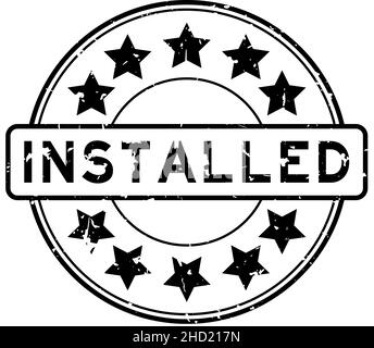 Grunge schwarz installiertes Wort mit Stern-Symbol rund Gummi-Siegel-Stempel auf weißem Hintergrund Stock Vektor