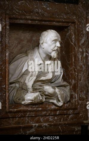 Rom. Italien. Gedenkstätte Büste von Gabriele Fonseca von Gian Lorenzo Bernini, um 1665, in der Kirche San Lorenzo in Lucina. Stockfoto