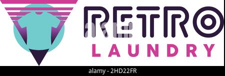Modernes farbenfrohes Design RETRO-WÄSCHEREI-Logo-Design Stock Vektor