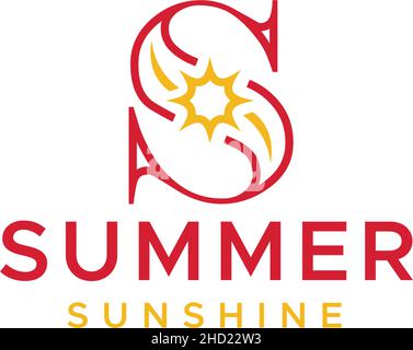 Flacher Buchstabe Initial S SUMMER SUNSHINE Logo-Design Stock Vektor