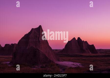 Am frühen Morgen Badlands Formationen im Badlands National Park, South Dakota Stockfoto