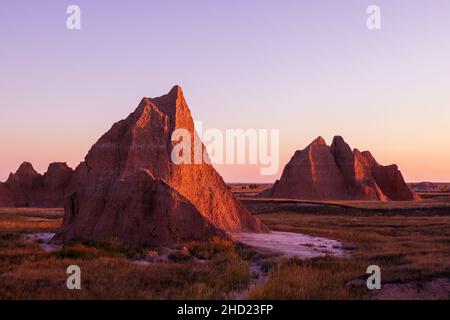 Am frühen Morgen Badlands Formationen im Badlands National Park, South Dakota Stockfoto