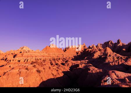 Am frühen Morgen Badlands Formationen im Badlands National Park, South Dakota Stockfoto