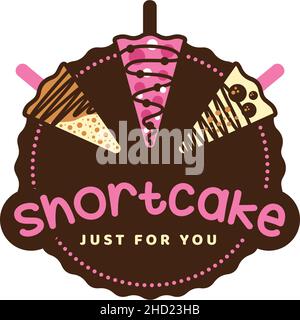 Modernes buntes Design KURZER KUCHEN Logo-Design Stock Vektor