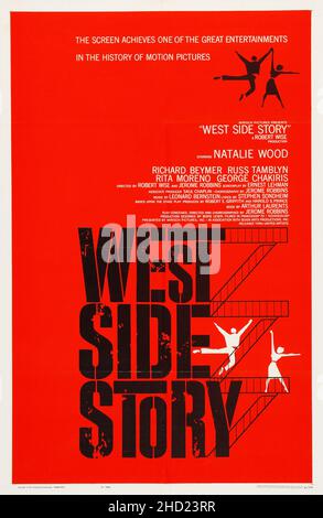 Vintage Filmposter - West Side Story: Regie: Jerome Robbins, Robert Wise. Mit Natalie Wood, Richard Beymer, Russ Tamblyn, Rita Moreno. Stockfoto