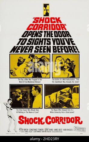 Vintage-Filmplakat für die US-Kinoveröffentlichung des Films Shock Corridor aus dem Jahr 1963. Stockfoto