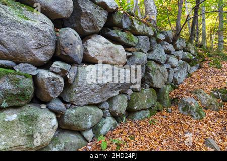 Alte Brücke, die den Lafayette Brook überquert, entlang des Notchway Trail in Franken, New Hampshire. Der Notchway Trail ist der Hauptweg der Lafayette Stockfoto