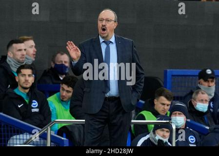 Liverpool, Großbritannien. 2nd Januar 2022. Rafa Benitez Manager von Everton während des Spiels der Premier League im Goodison Park, Liverpool. Bildnachweis sollte lauten: Andrew Yates/Sportimage Kredit: Sportimage/Alamy Live Nachrichten Kredit: Sportimage/Alamy Live Nachrichten Stockfoto