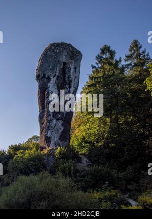 Maczuga Herkulesa - Kalksteinhaufen in der Nähe von Pieskowa Skala in Polen Stockfoto