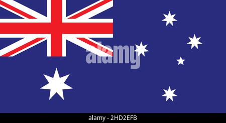 Australische Nationalflagge Vektorgrafik als EPS. Die Flagge Australiens basiert auf dem britischen Blue Ensign Augmented. Stockfoto