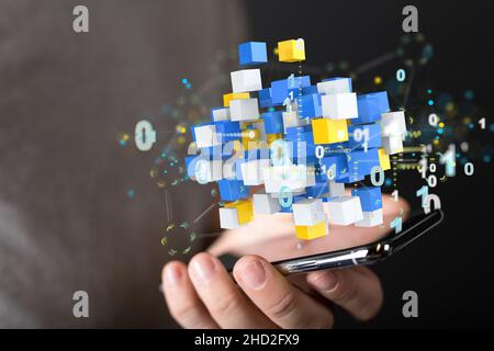 Konzept der Internet-Infrastruktur. Abstrakter Technologiehintergrund. 3D-Rendering. Stockfoto