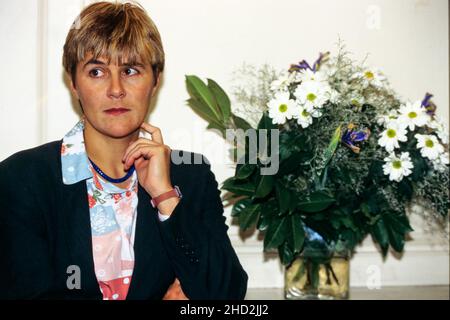 Archiv 90ies: Porträt von Dominique Voynet, Les Verts, Lyon, Frankreich, 1994 Stockfoto