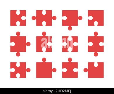 Set von Puzzle flache Symbole, Piktogramm auf weißem Hintergrund. Vektorgrafik Stock Vektor