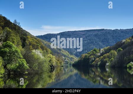 Frühlingslandschaft in Ribeira Sacra, Galicien, Spanien Stockfoto