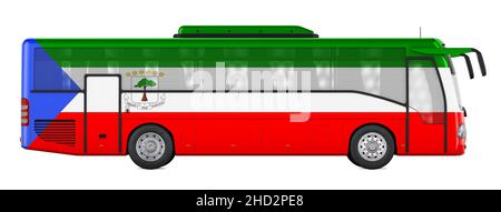 Busreisen in Äquatorialguinea, Äquatoguineanische Busreisen, Konzept. 3D Darstellung isoliert auf weißem Hintergrund Stockfoto