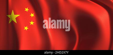 Flagge von China winkt im Wind. Illustration Hintergrund Flagge. Stockfoto