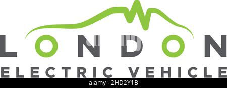 Flacher Buchstabe LONDON ELEKTRISCHES VECHICLE-Logo-Design Stock Vektor