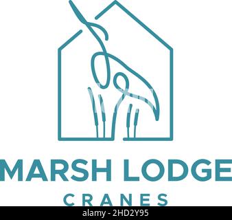 Flaches Zeichen MIT Logo FÜR MARSH LODGE-KRANE Stock Vektor