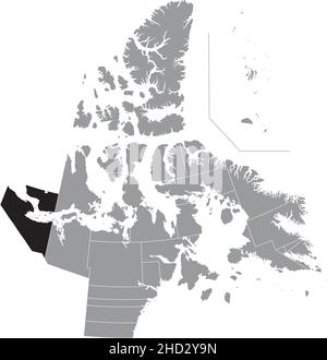 Schwarz flach leer markiert Lageplan des KUGLUKTUK Bezirks innerhalb grauen administrativen Karte der territorialen Wahlbezirke von Kanada Stock Vektor