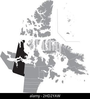 Schwarz flach leer hervorgehobene Lagekarte des CAMBRIDGE BAY District in grauer Verwaltungskarte der territorialen Wahlbezirke von Canad Stock Vektor