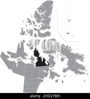 Schwarz flach leer markiert Lageplan des NETSILIK Distrikts in grauer Verwaltungskarte der territorialen Wahlbezirke von Canadian t Stock Vektor