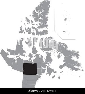 Schwarz flach leer markiert Lageplan des BAKER LAKE District innerhalb der grauen Verwaltungskarte der territorialen Wahlbezirke von Kanada Stock Vektor