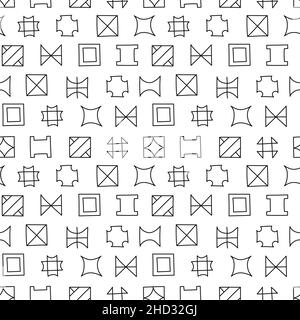 Handgezeichnetes nahtloses Muster mit abstrakten geometrischen Elementen, schwarz-weißer Textur. Stock Vektor