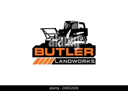 Vorlage für Butler-Logo. Schwere Ausrüstung Logo Vektor für Bauunternehmen. Kreative Baggerillustration Stock Vektor