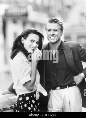 Lena Olin, Robert Redford, am Set des Films, 'Havana', Universal Picturs, 1990 Stockfoto