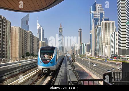 Trade Centre Dubai Metro-Station, Downtown Dubai, Dubai, Vereinigte Arabische Emirate Stockfoto